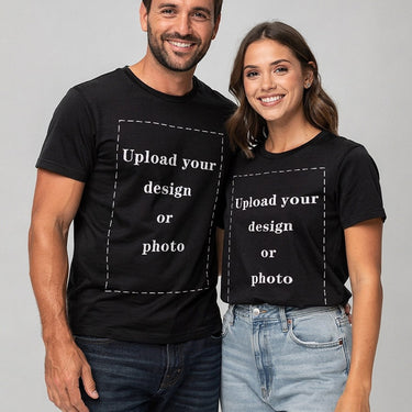 Matching Couples Custom Cotton T-Shirt – Front & Back Print, Upload Photo & Text