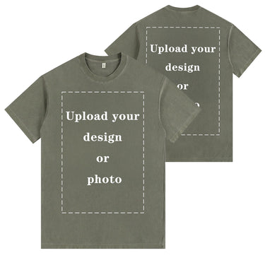 Men’s 260g Custom Direct-to-Garment Printed Washed Cotton T-Shirt DT02A
