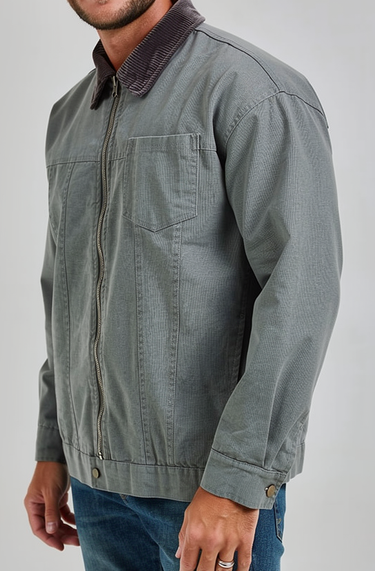 Men’s Cotton Work Jacket with Corduroy Collar