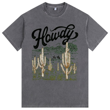 Man’s Howdy Western Cactus Graphic T-Shirt