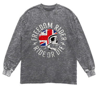 Man’s Freedom Rider Skull Graphic Long Sleeve T-Shirt