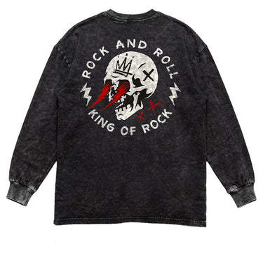Man’s Rock and Roll Skull Graphic Long Sleeve T-Shirt