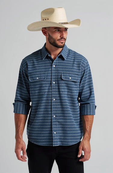 Men’s Vintage Textured Cotton Striped Shirt
