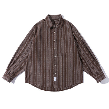 Men’s Casual Striped Cotton Linen Long Sleeve Shirt