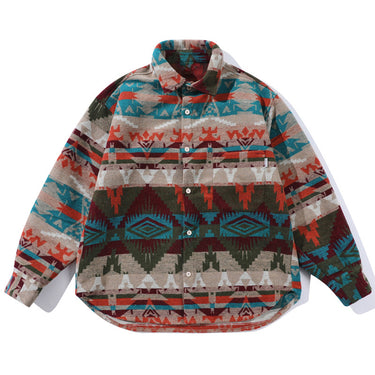 Men’s Ethnic Geometric Striped Shirt