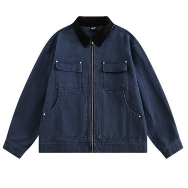Herren-Retro-Arbeitsjacke aus gewaschenem Canvas AZ27P
