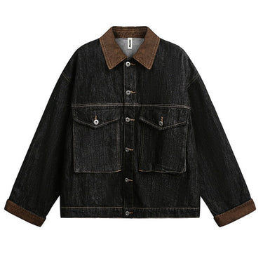 Schwarze Retro-Jeansjacke für Herren W217