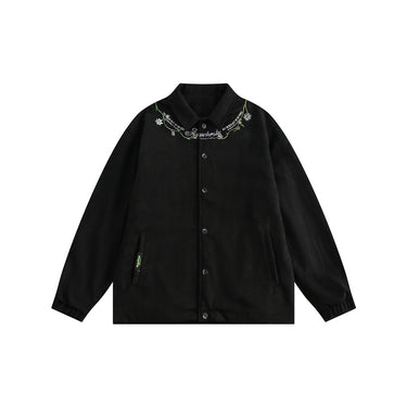 Herren-Retro-Jacke mit Blumenstickerei W0372