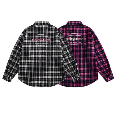 Herren-Langarmhemd im College-Stil mit Karomuster, Oversized-Schnitt, CS118
