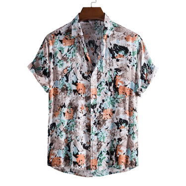 Men’s Vintage Abstract Floral Short Sleeve Shirt