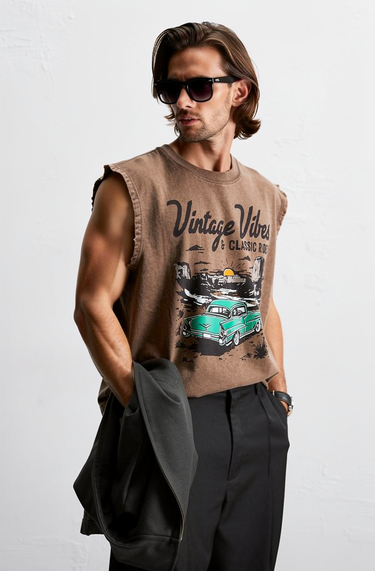 Man’s Vintage Vibes & Classic Rides Graphic Tank Top