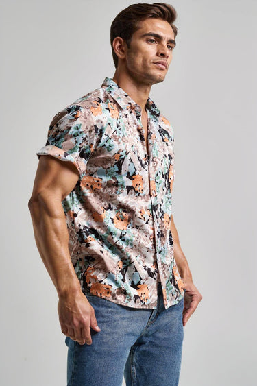 Men’s Vintage Abstract Floral Short Sleeve Shirt