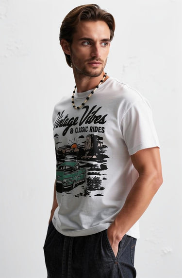 Man’s Vintage Vibes & Classic Rides Graphic T-Shirt
