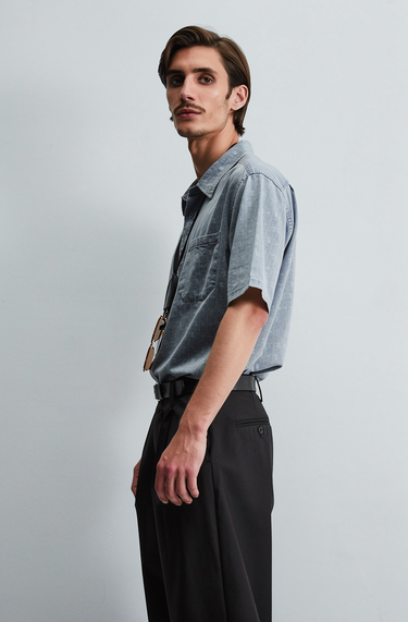 Men’s Oversized Short-Sleeve Denim Shirt CD02