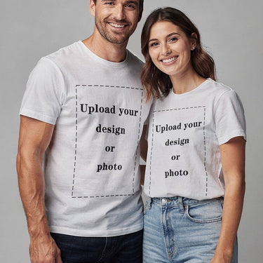 Matching Couples Custom Cotton T-Shirt – Front & Back Print, Upload Photo & Text