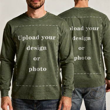 Men’s 230g Custom Direct-to-Garment Printed Washed Cotton T-Shirt