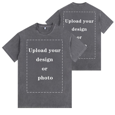 Men’s 260g Custom Direct-to-Garment Printed Washed Cotton T-Shirt DT02A