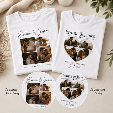 Matching Couples Custom Cotton T-Shirt – Front & Back Print, Upload Photo & Text  DT04C