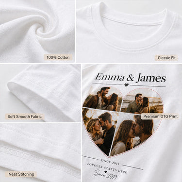 Matching Couples Custom Cotton T-Shirt – Front & Back Print, Upload Photo & Text  DT04C