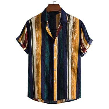 Men’s Vintage Vertical Stripe Short Sleeve Shirt