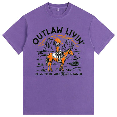 Man’s Outlaw Livin’ Western Cowboy Graphic T-Shirt