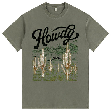 Man’s Howdy Western Cactus Graphic T-Shirt