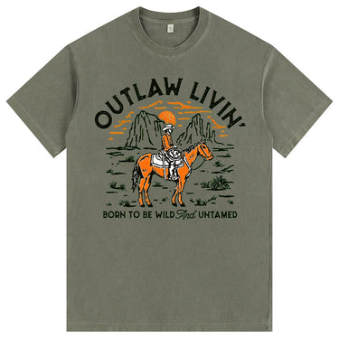 Man’s Outlaw Livin’ Western Cowboy Graphic T-Shirt