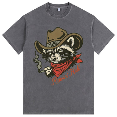 Man’s Raccoon Western Style Graphic T-Shirt
