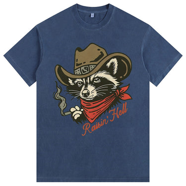 Man’s Raccoon Western Style Graphic T-Shirt