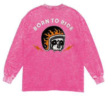 Man’s Born To Ride Skull Graphic Long Sleeve T-Shirt