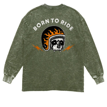 Man’s Born To Ride Skull Graphic Long Sleeve T-Shirt