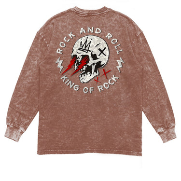 Man’s Rock and Roll Skull Graphic Long Sleeve T-Shirt
