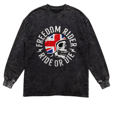 Man’s Freedom Rider Skull Graphic Long Sleeve T-Shirt