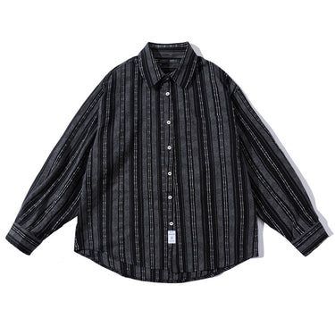 Men’s Casual Striped Cotton Linen Long Sleeve Shirt