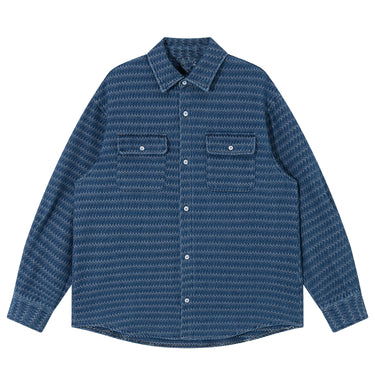 Men’s Vintage Textured Cotton Striped Shirt