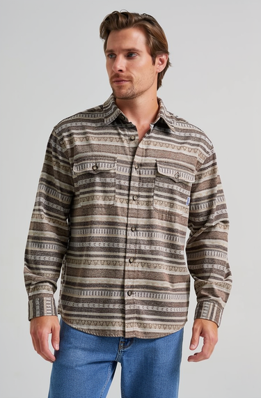 Men’s Vintage Ethnic Striped Long Sleeve Shirt