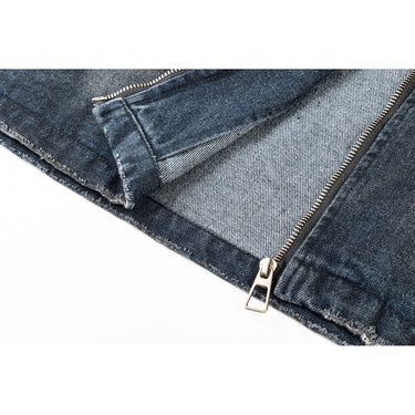 Men’s Washed & Ripped Hooded Denim Jacket TP023
