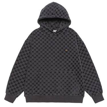 Men’s Oversized Checkered Hooded Sweatshirt W24089