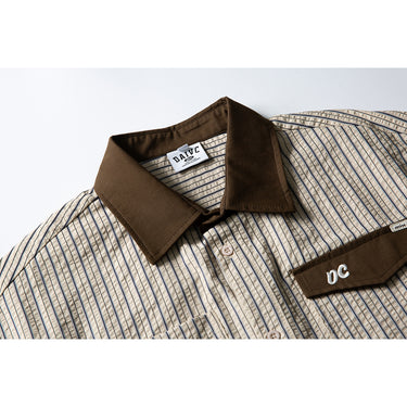 Men’s Retro Seersucker Striped Shirt CS059