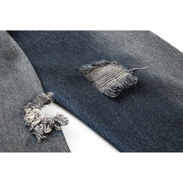 Men’s Washed & Ripped Hooded Denim Jacket TP023