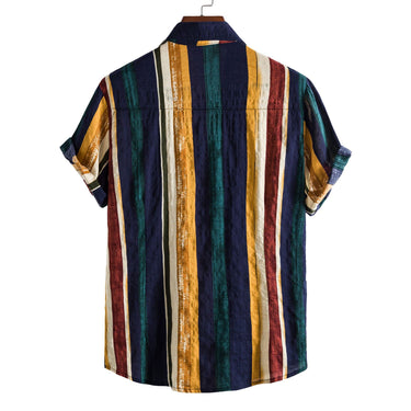 Men’s Vintage Vertical Stripe Short Sleeve Shirt