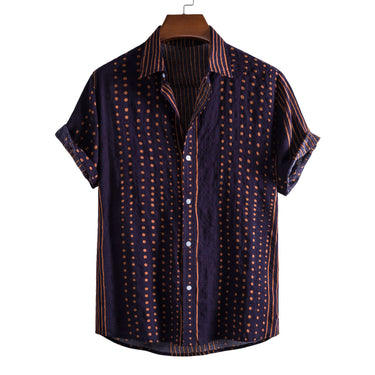 Men’s Vintage Dot Stripe Short Sleeve Shirt