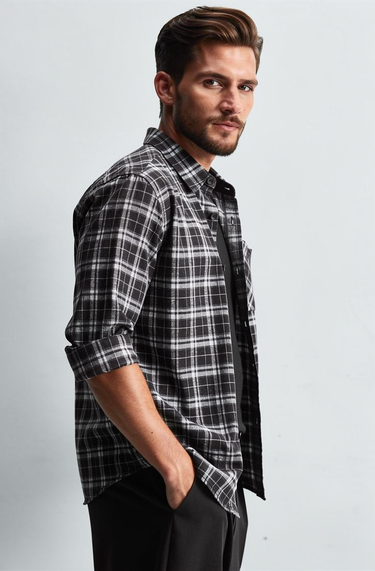 Men’s College-Style Oversized Plaid Long-Sleeve Shirt CS118